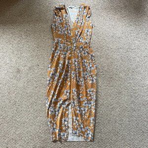 Cute yellow flower summer zip dress with Pockets!